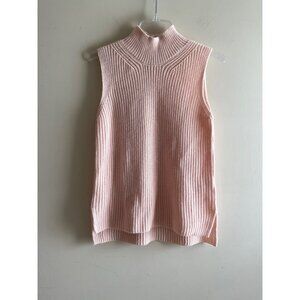 Dizzy Lizzy Sleeveless Turtle Neck Sweater Womens S Pale  Pink Chunky Knit